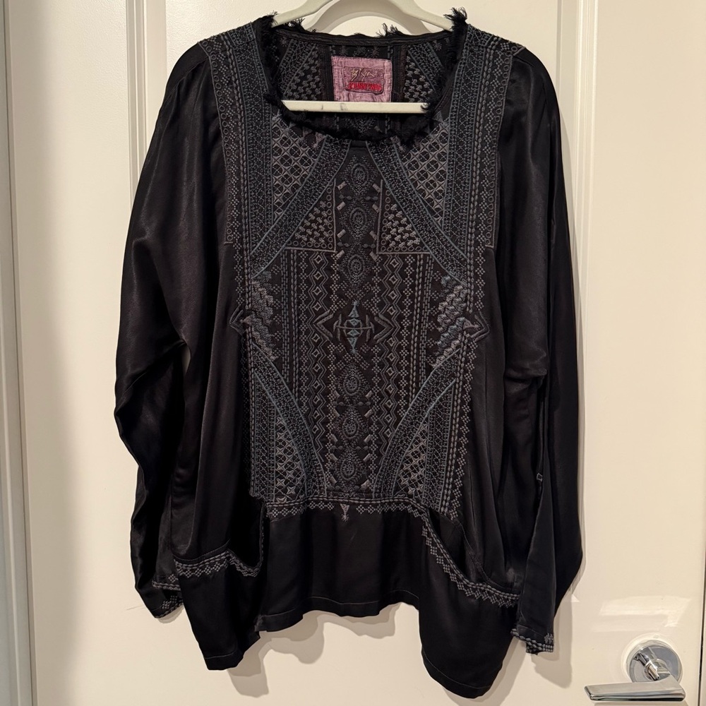 Silky Embroidered Johnny Was Blouse